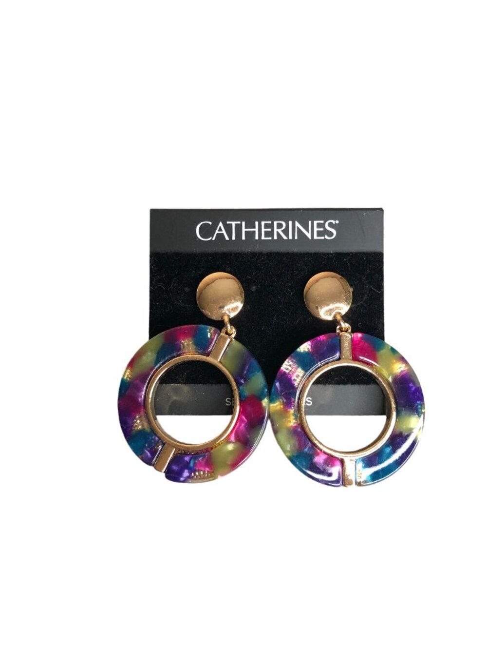 Catherine's Earrings New Stud Dangle Gold Tone Pierced Pink Purple Blue